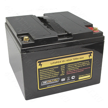 Аккумулятор LiFePO4 12v42Ah 720w max пластик
