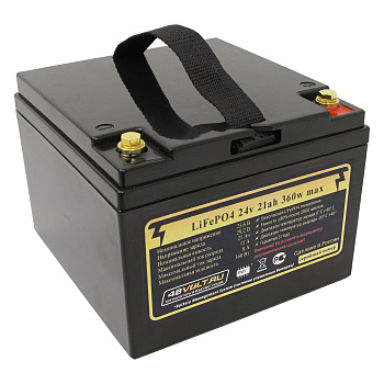 Аккумулятор LiFePO4 24v21ah 360w max пластик