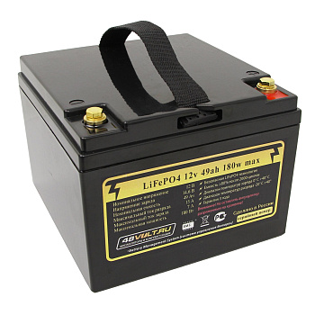 Аккумулятор LiFePO4 12v49Ah 180w max пластик