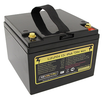 Аккумулятор LiFePO4 12v49Ah 720w max пластик